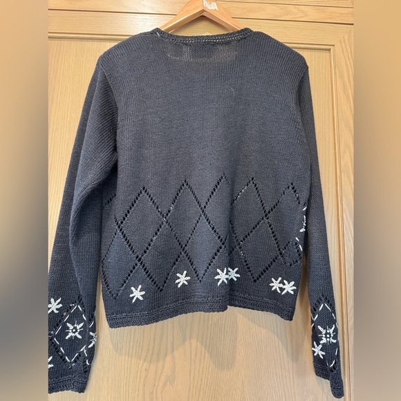 Vintage Paul Harris Design Grandma Core Cardigan Embroidered Snowflakes / small - Picture 4 of 11